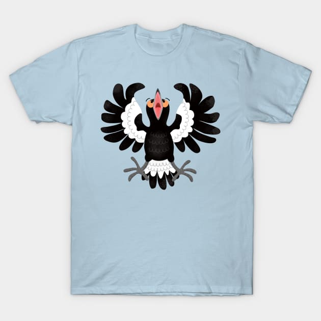 Funny Australian magpie cartoon illustration T-Shirt by FrogFactory